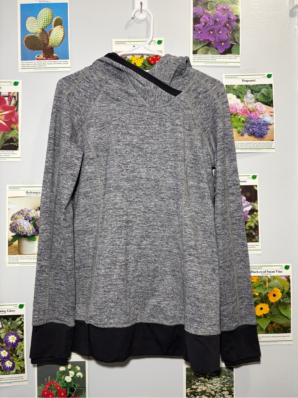 lululemon athletica Gray Marled Hooded Pullover with Black Trim